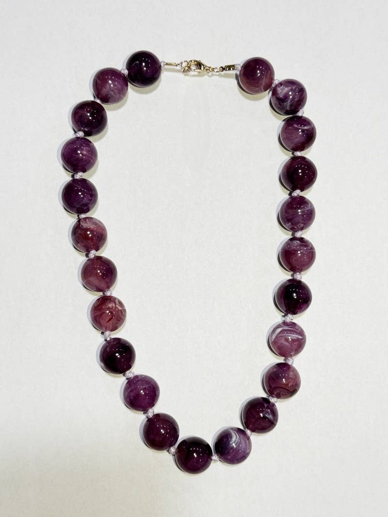 NATURAL STONE AGATE GLASS STAINLESS STEEL NECKLACE| 40NK9627