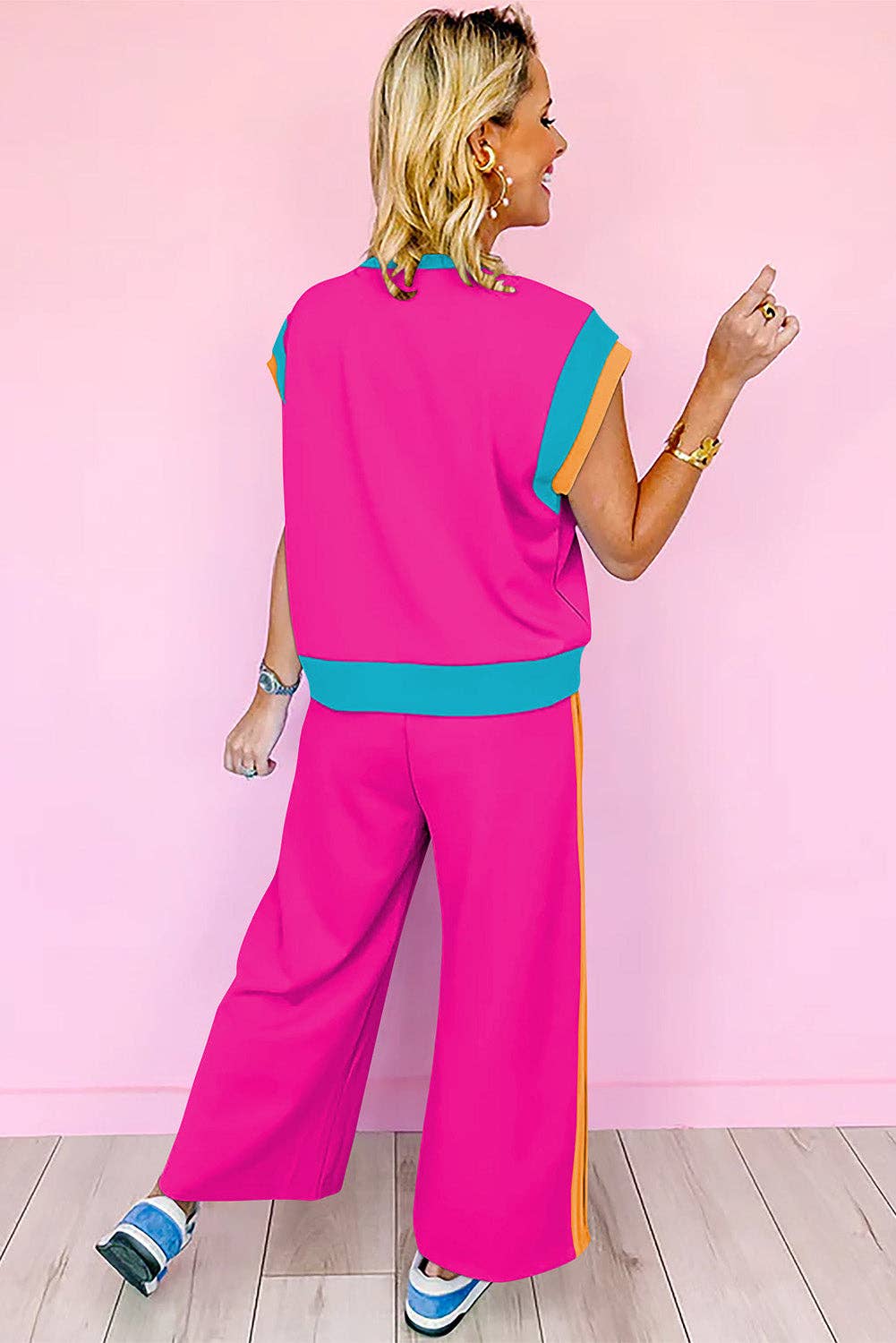 PRE-ORDER: Multicolor Color Block Detail Casual Two-piece Set
