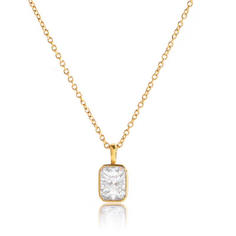 18K STAINLESS STEEL TARNISH FREE SQUARE NECKLACE | 40NK9675