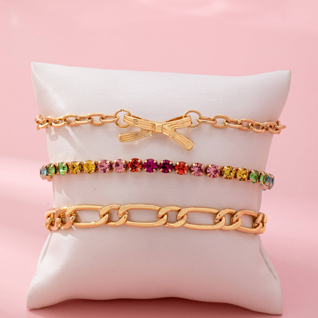 Multi Rainbow Crystals & Mixed Chains Bracelet | 80B1646