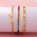 Multi Rainbow Crystals & Mixed Chains Bracelet | 80B1646
