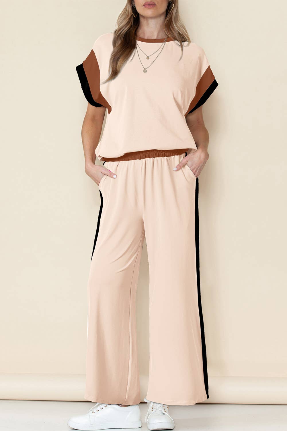 PRE-ORDER: Multicolor Color Block Detail Casual Two-piece Set