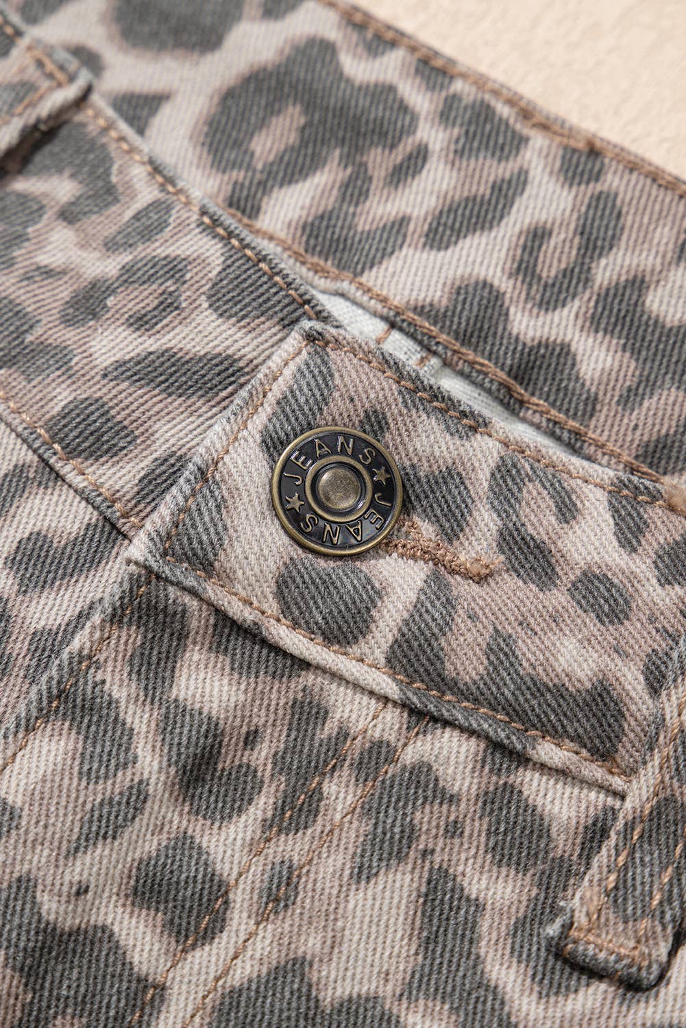 PRE-ORDER: LAS Leopard Frayed Edge Wide Leg High Waist Jeans (4-16)
