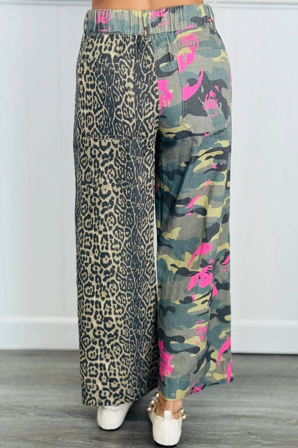 PRE-ORDER: LAS Abstrac Camo Leopard Patchwork Straight Leg Jeans (4-16)