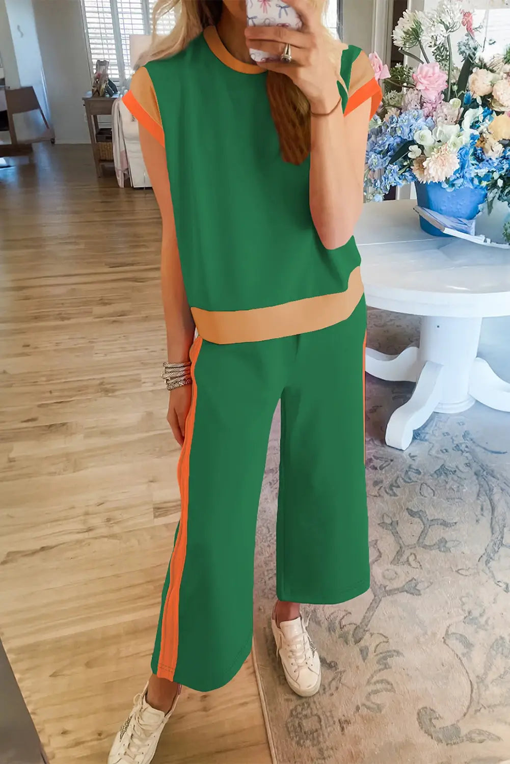 PRE-ORDER: Multicolor Color Block Detail Casual Two-piece Set
