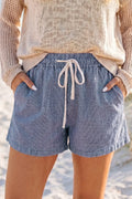 PRE-ORDER: Striped Drawstring Waist Casual Summer Shorts with Pockets