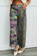 PRE-ORDER: LAS Abstrac Camo Leopard Patchwork Straight Leg Jeans (4-16)