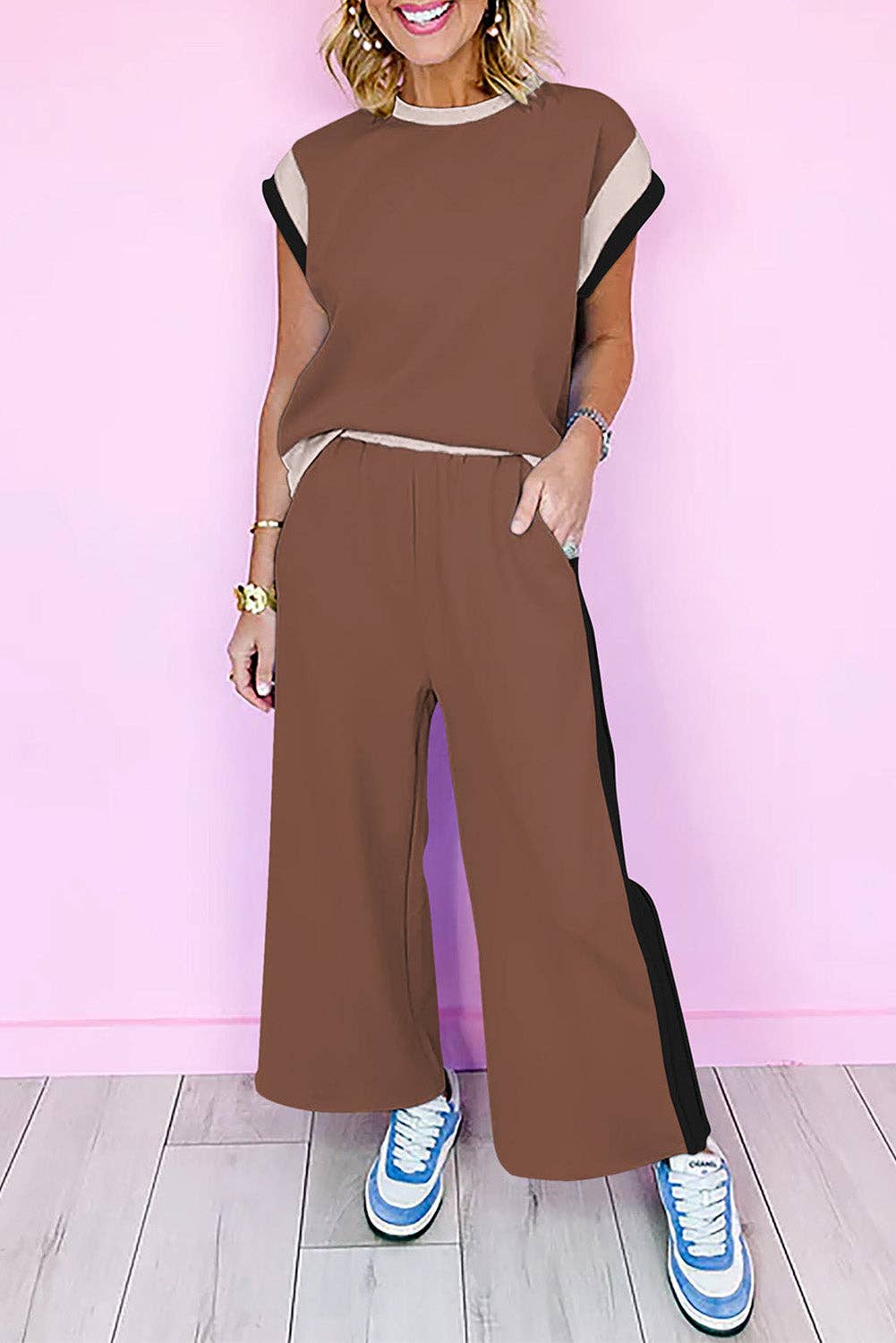 PRE-ORDER: Multicolor Color Block Detail Casual Two-piece Set