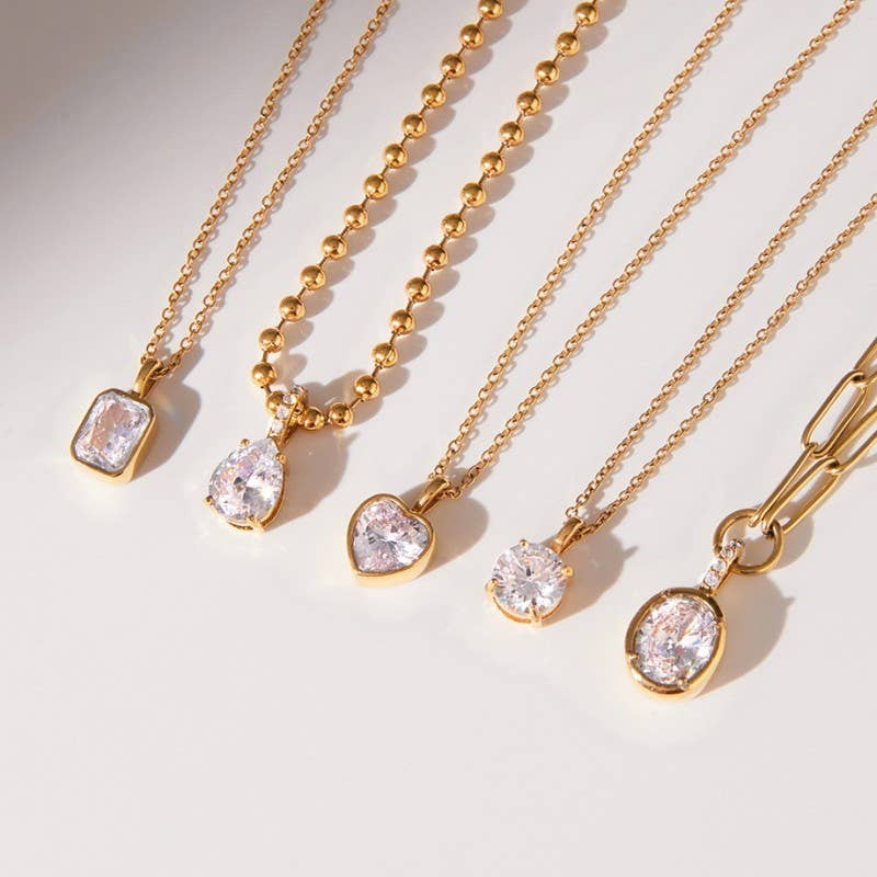 18K STAINLESS STEEL TARNISH FREE SQUARE NECKLACE | 40NK9675