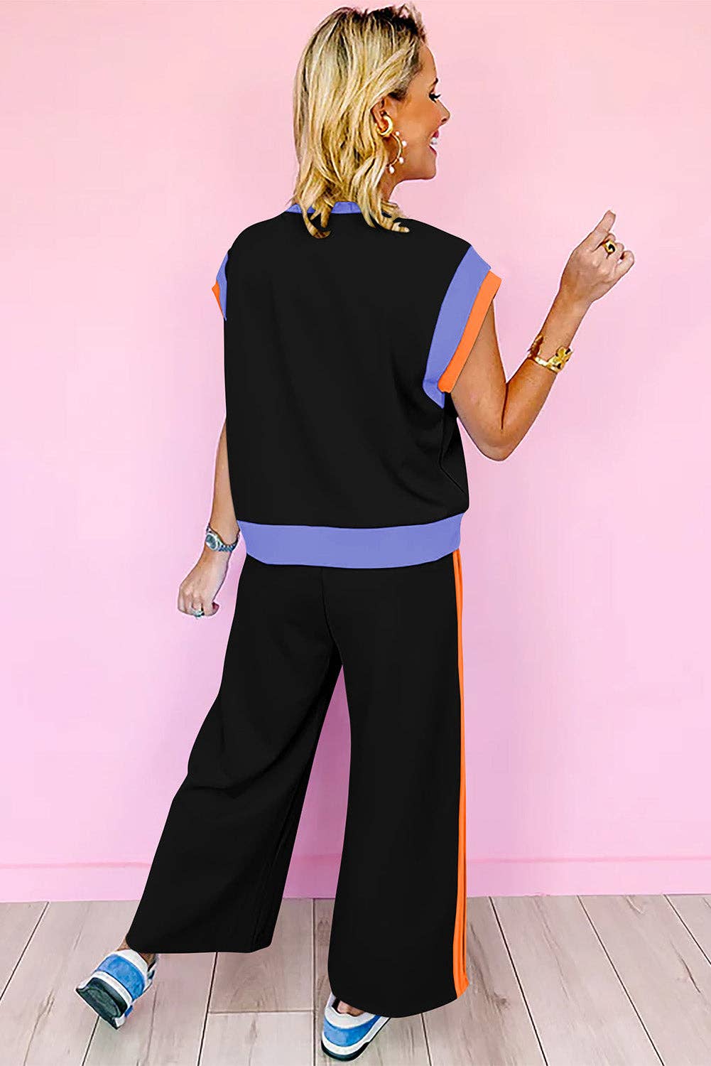 PRE-ORDER: Multicolor Color Block Detail Casual Two-piece Set