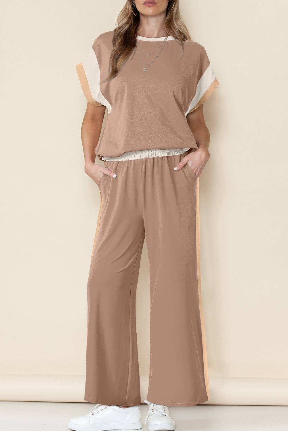 PRE-ORDER: Multicolor Color Block Detail Casual Two-piece Set