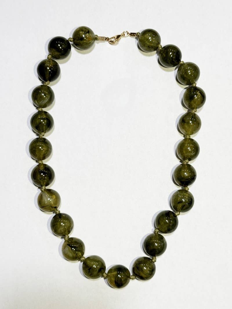 NATURAL STONE AGATE GLASS STAINLESS STEEL NECKLACE| 40NK9627