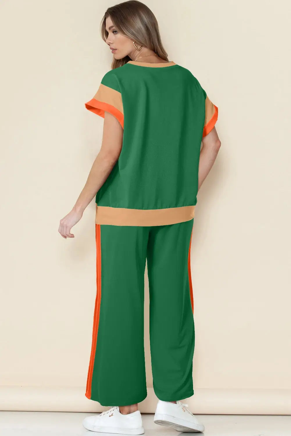 PRE-ORDER: Multicolor Color Block Detail Casual Two-piece Set